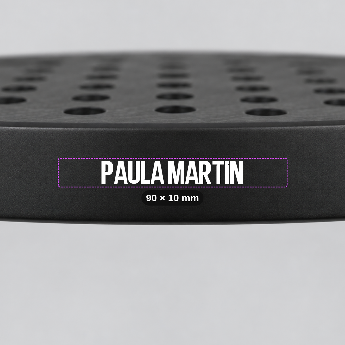 Sticker de nombre en el marco de una pala de pádel, 90 × 10 mm