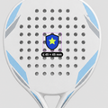 Logo personalizado en una pala de pádel blanca, hasta 45 × 45 mm