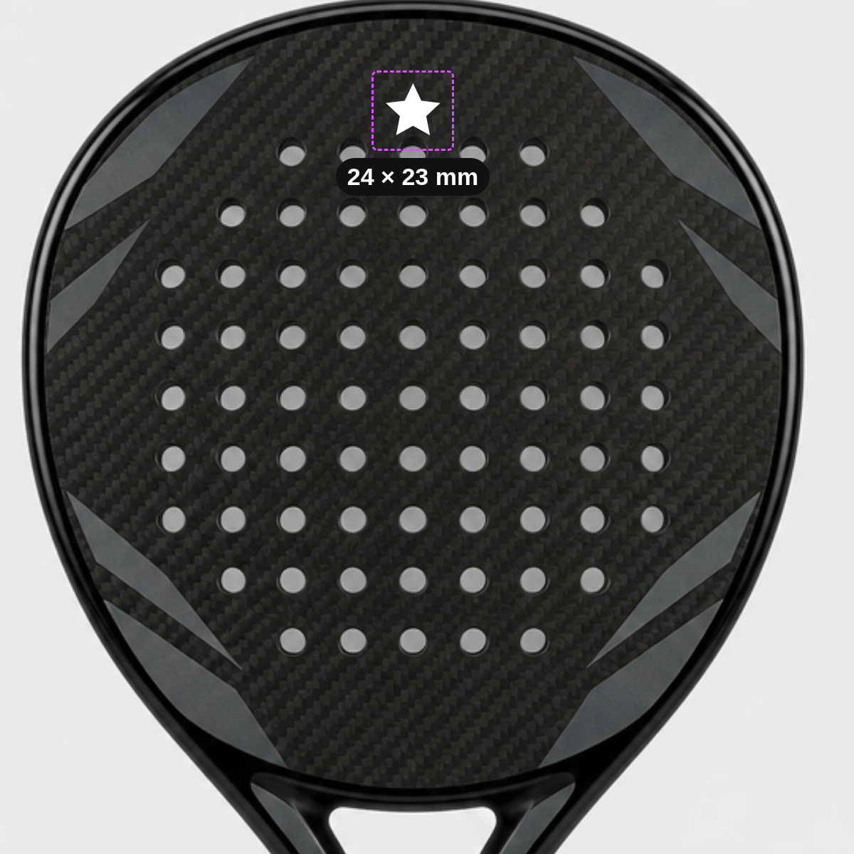 Sticker de icono en una pala de pádel negra, 24 × 23 mm