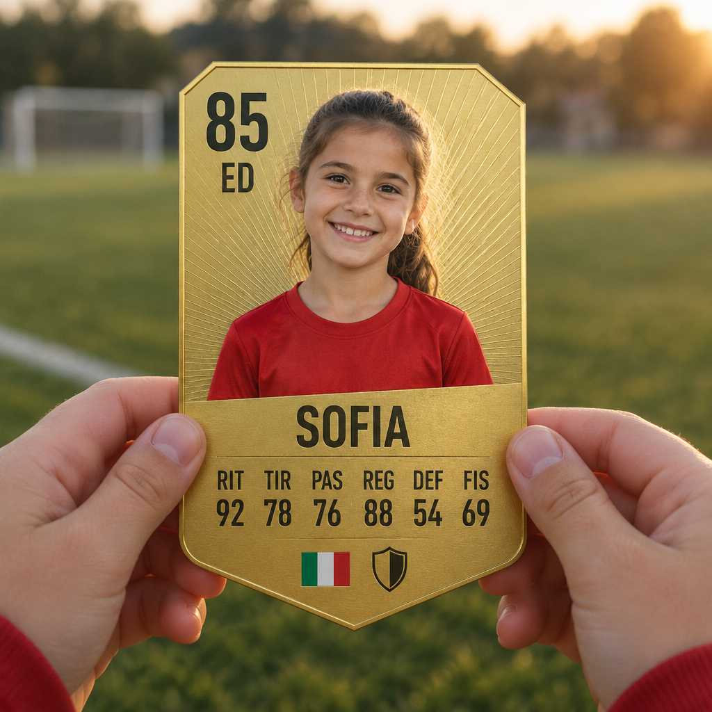Carta de jugador personalizada en la mano