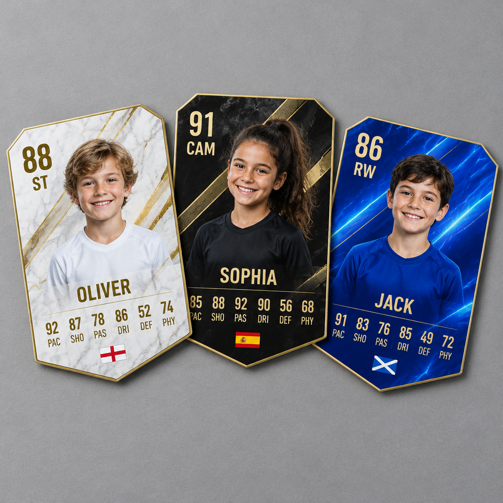 Tres cartas de jugador con distintos diseños